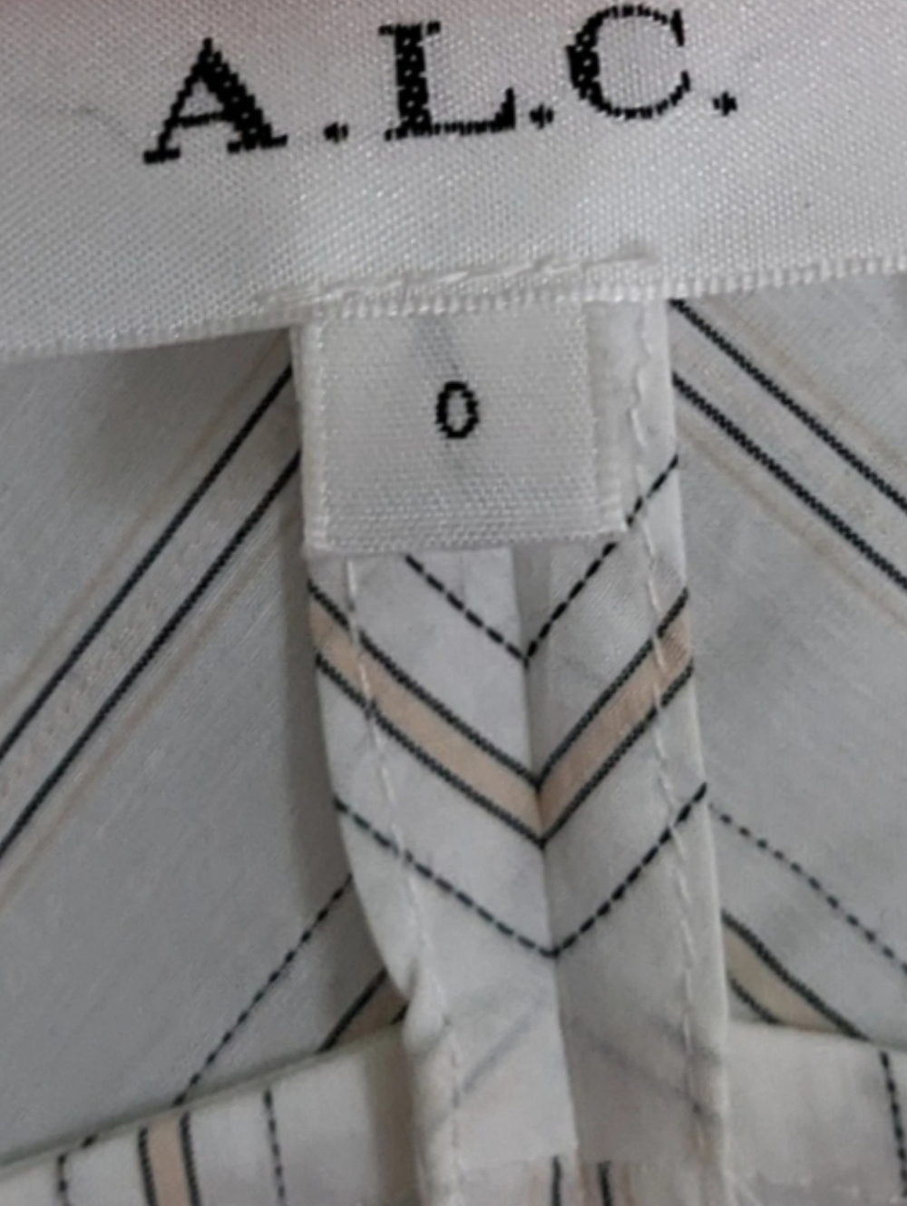 A.L.C. ENZO STRIPED PUFF SLEEVE WRAP DRESS IN WHITE/SALMON - Picture 4 of 9